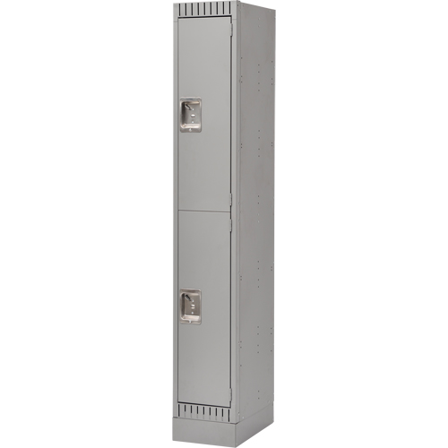 Lockers, 2 -tier, 12" x 18" x 76", Steel, Grey, Knocked Down Pathway Supply LP