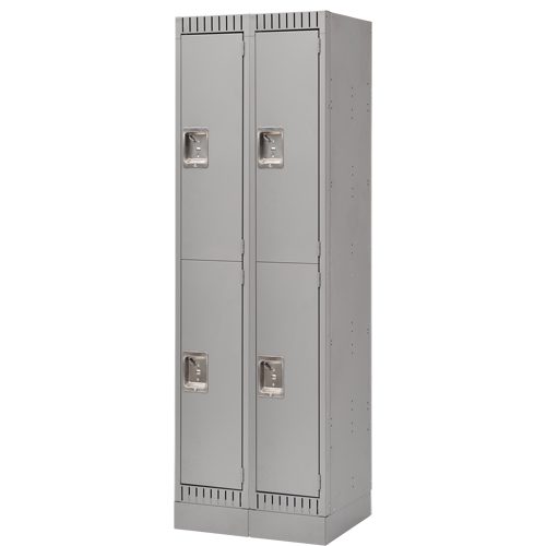 Casiers assembl&eacute;s, 2 niveaux, Bloc de 2, 24" x 18" x 72", Acier, Gris, Rivet (assembl&eacute;) Pathway Supply LP