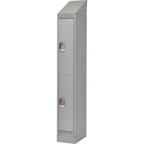 Casiers assembl&eacute;s, 2 niveaux, 12" x 18" x 72", Acier, Gris, Rivet (assembl&eacute;) Pathway Supply LP
