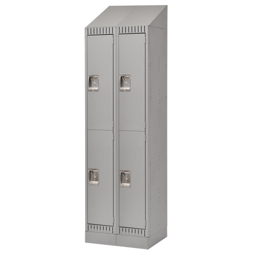 Casiers, 2 niveaux, Bloc de 2, 24" x 18" x 86", Acier, Gris, D&eacute;mont&eacute; Pathway Supply LP