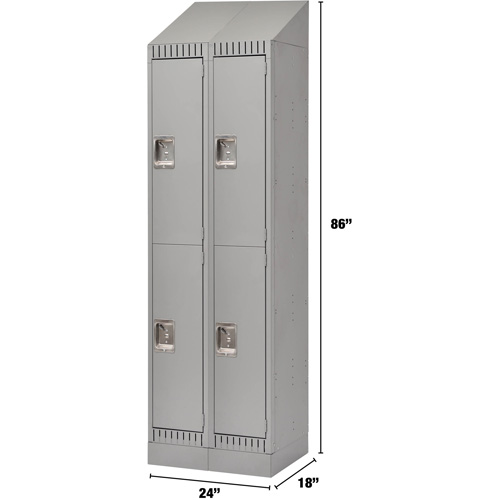 Casiers, 2 niveaux, Bloc de 2, 24" x 18" x 86", Acier, Gris, D&eacute;mont&eacute; Pathway Supply LP