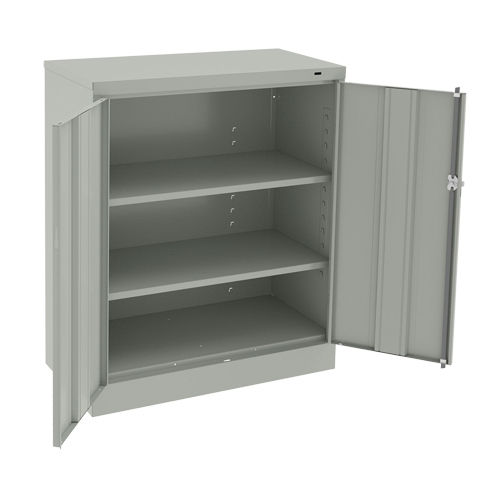 Counter High Cabinet, Steel, 2 Shelves, 42" H x 36" W x 18" D, Light Grey Pathway Supply LP