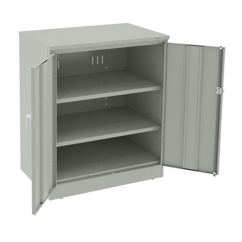 Armoire &agrave; hauteur de comptoir de luxe, Acier, 2 Tablettes, 42" h x 36" la x 24" P, Gris p&acirc;le Pathway Supply LP