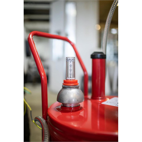 25-Gallon Steel Fuel Caddy with 2-Way Rotary Pump & Filter Pathway Supply LP