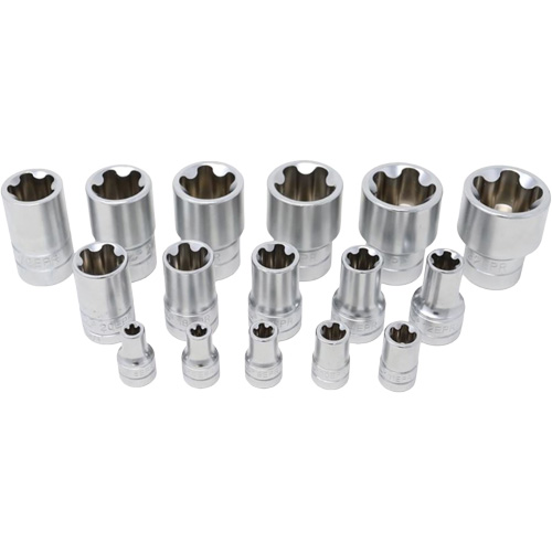 5-Point EPR Torx Socket Set, 16 Pieces, 1/4"/3/8"/1/2" Drive Size Pathway Supply LP
