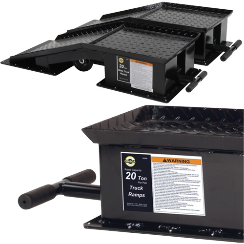 Heavy-Duty Truck Ramps with Long T-Handle, 40000 lbs. Capacity, 45" L, 13-1/2" W, 9-19/50" H Pathway Supply LP