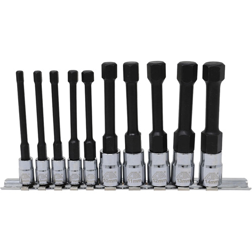 Metric Hex Socket Bit Set with Reduced Shank, 10 Pieces, 1/4"/3/8" Drive Size Pathway Supply LP
