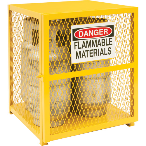 Gas Cylinder Storage Cabinet, 4 Cylinder Capacity, 30" W x 30" D x 35" H, Yellow Pathway Supply LP