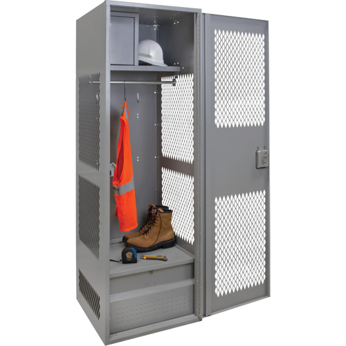 Gear Locker with Door, Steel, 24" W x 24" D x 72" H, Grey Pathway Supply LP