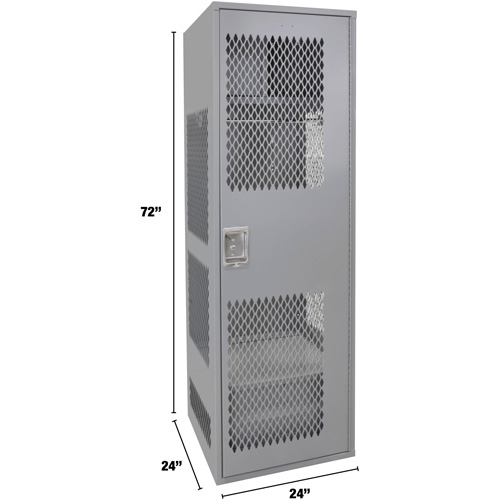 Gear Locker with Door, Steel, 24" W x 24" D x 72" H, Grey Pathway Supply LP