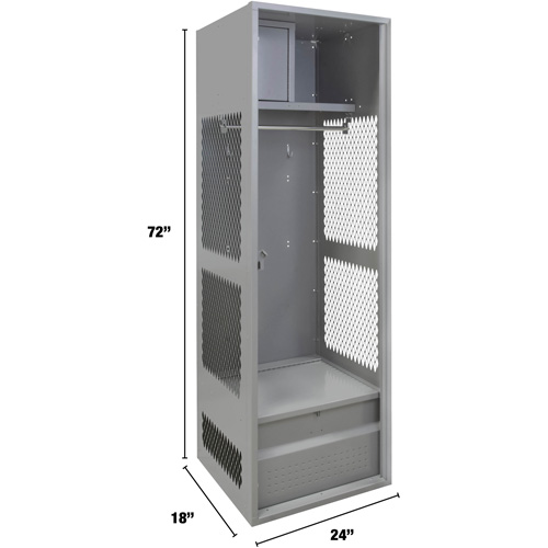 Gear Locker, Steel, 24" W x 18" D x 72" H, Grey Pathway Supply LP