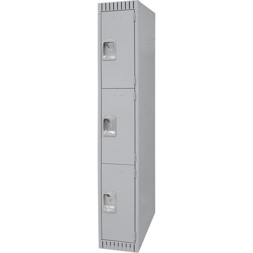 Lockers, 3 -tier, 12" x 18" x 72", Steel, Grey, Knocked Down Pathway Supply LP