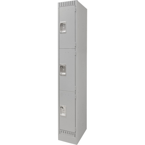 Lockers, 3 -tier, 12" x 18" x 76", Steel, Grey, Knocked Down Pathway Supply LP