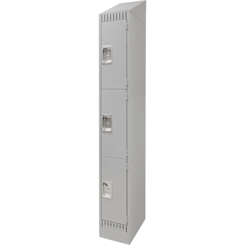 Lockers, 3 -tier, 12" x 18" x 86", Steel, Grey, Knocked Down Pathway Supply LP