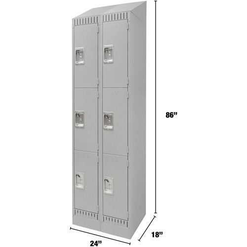 Casiers, 3 niveaux, Bloc de 2, 24" x 18" x 86", Acier, Gris, D&eacute;mont&eacute; Pathway Supply LP