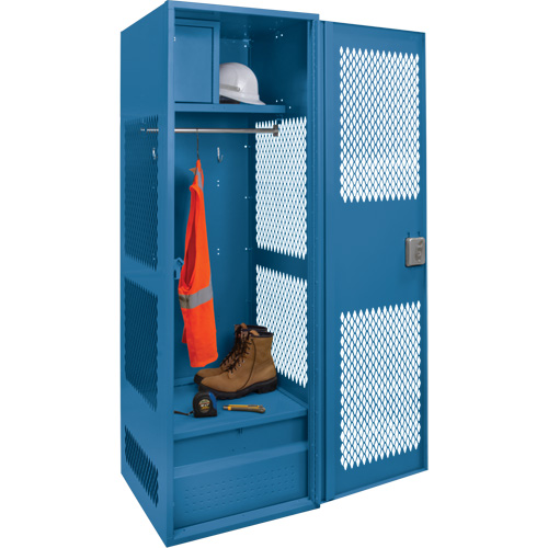 Gear Locker with Door, Steel, 24" W x 18" D x 72" H, Dark Blue Pathway Supply LP