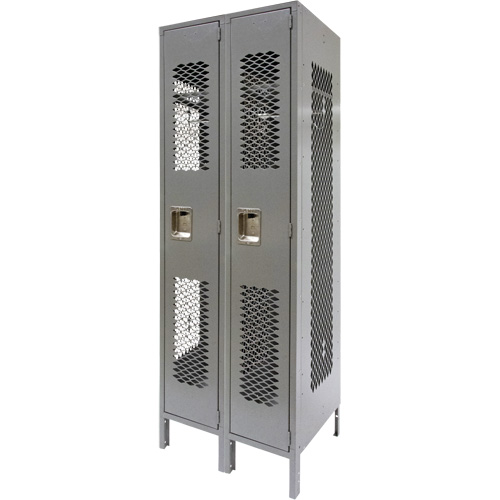 Vented Lockers, Bank of 2, 24" x 18" x 78", Steel, Grey, Knocked Down, Perforated Pathway Supply LP