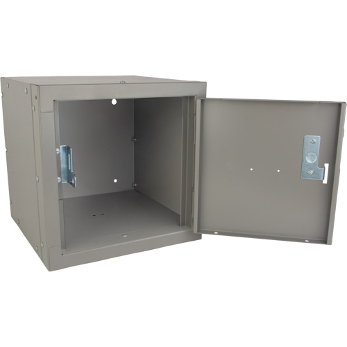 Stackable Cube Locker, 12" x 12" x 12", Steel, Grey, Knocked Down Pathway Supply LP