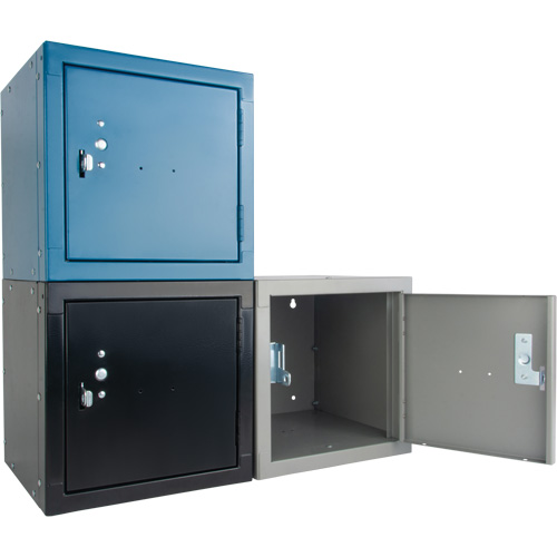 Stackable Cube Locker, 12" x 12" x 12", Steel, Black, Knocked Down Pathway Supply LP