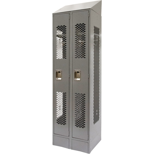 Vented Lockers, Bank of 2, 24" x 18" x 88", Steel, Grey, Knocked Down, Perforated Pathway Supply LP
