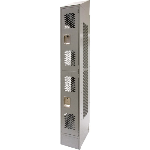 Vented Lockers, 2 -tier, 12" x 18" x 88", Steel, Grey, Knocked Down, Perforated Pathway Supply LP
