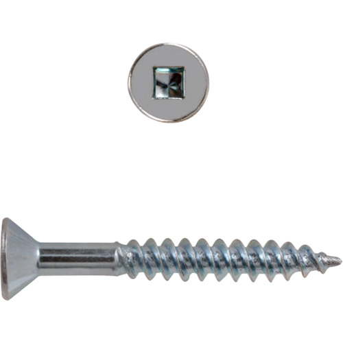 Flat Head Square Drive Wood Screws, #8 x 2-1/2" L, Zinc Plated Pathway Supply LP