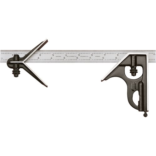 Combination Squares with Square Head & Centre Head - No. 33HC Series with Forged & Hardened Steel Heads, 18" L, 1/64" Graduations, Steel, Satin Pathway Supply LP