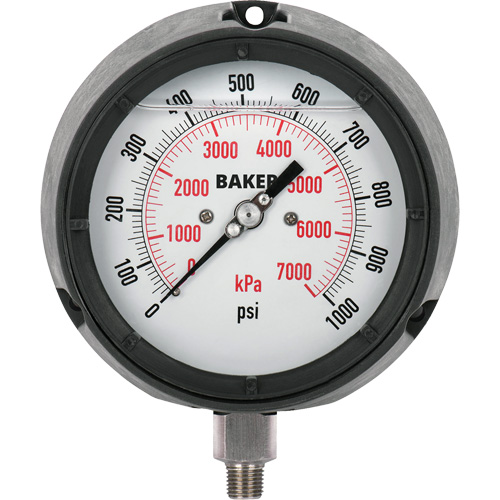 Pressure Gauge, 4-1/2" , 0 - 1000 psi, Bottom Mount, Liquid Filled Analogue Pathway Supply LP