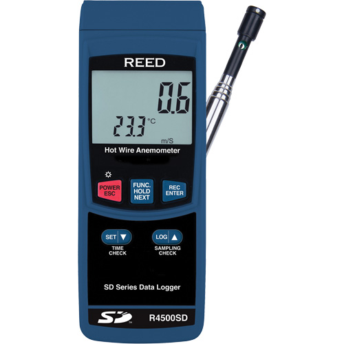 Thermo-Anemometer, Data Logging, 0.2 to 25.0 m/sec Air Velocity Range Pathway Supply LP
