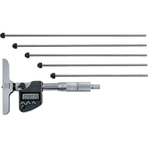 Digital Depth Micrometer with Interchangeable Rod, 0" - 12" (0 mm - 304.8 mm) Range, 0.00005" (0.001 mm) Resolution Pathway Supply LP