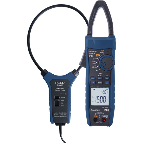 Solar Clamp Meter Kit with 18" Flexible Current Probe, AC/DC Voltage, AC/DC Current Pathway Supply LP