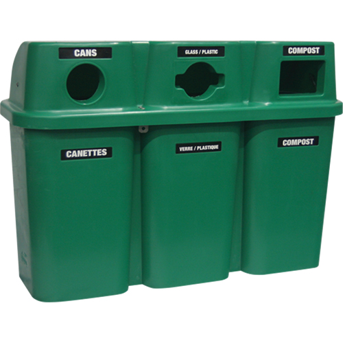 Recycling Containers Bullseye, Curbside, Plastic, 3 x 22 US Gal. Pathway Supply LP
