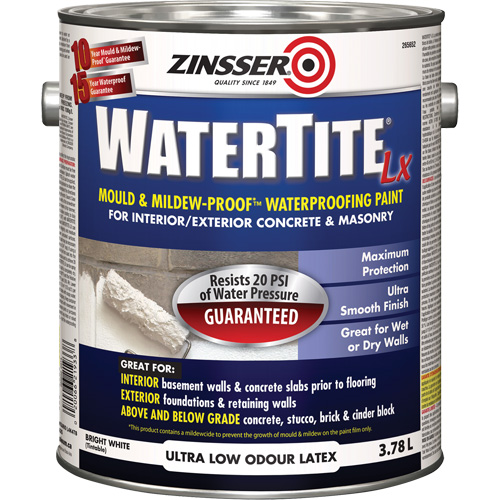 Peinture &agrave; l'&eacute;preuve de l'eau Mold & Mildew-Proof Watertite LX, 3,78 L, Gallon, Blanc Pathway Supply LP