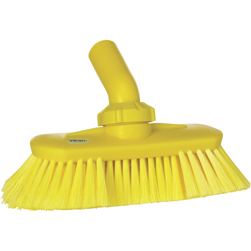 Brosse de lavage aliment&eacute;e en eau et &agrave; angle r&eacute;glable, Soies Doux, Longueur de 9-1/4", Jaune Pathway Supply LP