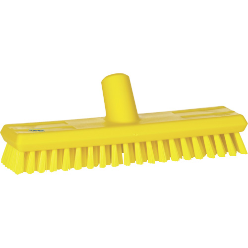 Brosse lave-pont aliment&eacute;e en eau, Crins Extra-ferme, 10-3/4", Polyester, Jaune Pathway Supply LP