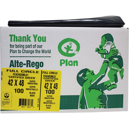 Full Circle Super Industrial Garbage Bags, Biodegradable, X-Strong, 48" L x 42" W, 1.5 mils Thick Pathway Supply LP