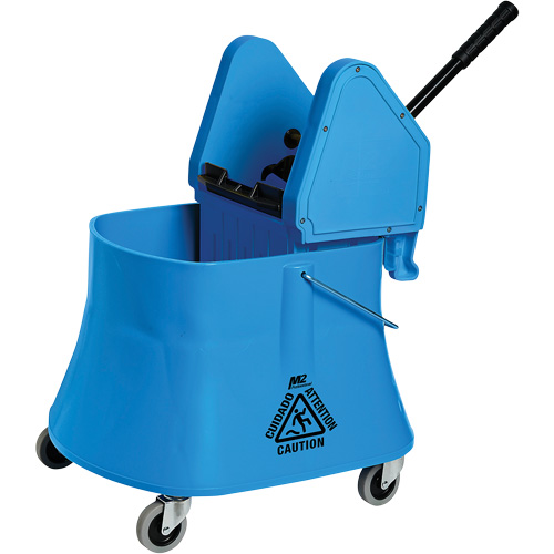 Ensemble de seau pour vadrouille et essoreuse Champ, Pression vers le bas, 7,5 gal. US (30 pintes), Bleu Pathway Supply LP