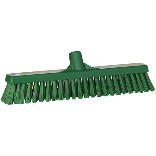 Combo Bristle Push Broom Head, Coarse/Fine Bristles, 16-1/2", Polyester, Green Pathway Supply LP