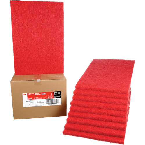 Tampon de nettoyage pour tapis, 14" x 20", Lustrage/Nettoyage, Rouge Pathway Supply LP