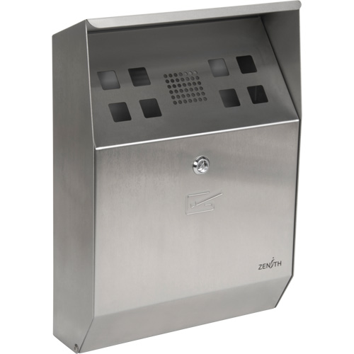Smoking Receptacle, Wall-Mount, Stainless Steel, 1.6 Litres Capacity, 13-4/5" Height Pathway Supply LP