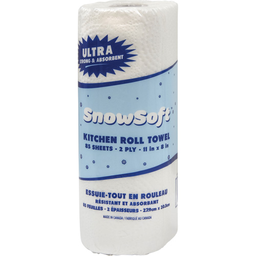Essuie-tout pour cuisines de premi&egrave;re qualit&eacute; Snow Soft, 2 Pli, 85 Feuilles/rouleau, 8" la, 11" lo Pathway Supply LP