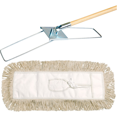 Break-Ezy Dust Mop System, Tie-On Style, Cotton, 48" L x 3-1/2" W Pathway Supply LP