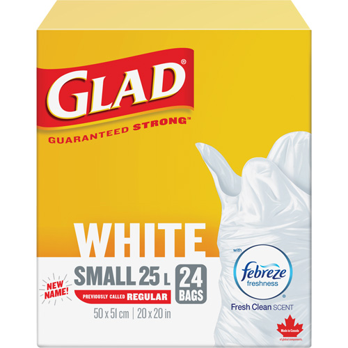Petits sacs &agrave; ordures 25 L avec Febreze, R&eacute;gulier, 20" la x 20" lo, Blanc Pathway Supply LP