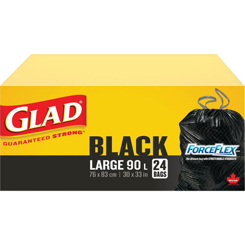 90L Garbage Bags, Regular, 30" W x 33" L, Black Pathway Supply LP