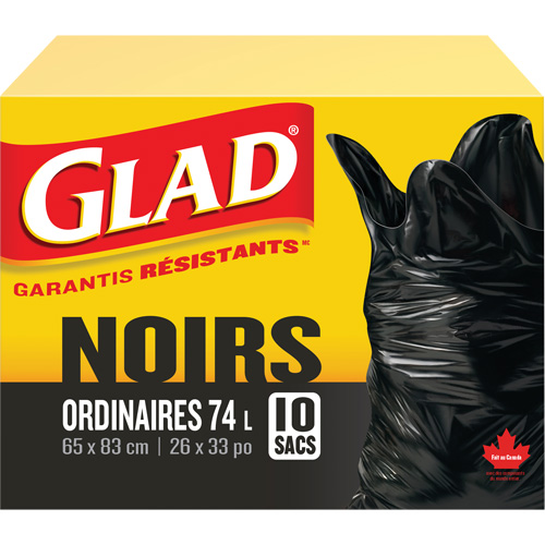 74L Garbage Bags, Regular, 26" W x 33" L, Black Pathway Supply LP