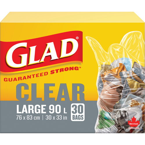 90L Garbage Bags, Regular, 30" W x 33" L, Clear Pathway Supply LP