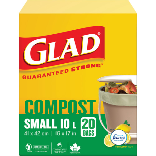 Petits sacs de compostage, R&eacute;gulier, 17" lo x 16" la, Brun, Capacit&eacute; de 10 L (3 gal.) Pathway Supply LP