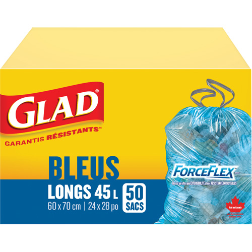 45L Recycling Bags, Regular, 24" W x 28" L, Blue Pathway Supply LP