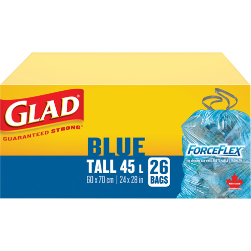 Sacs de recyclage 45 L, R&eacute;gulier, 24" la x 28" lo, Bleu Pathway Supply LP
