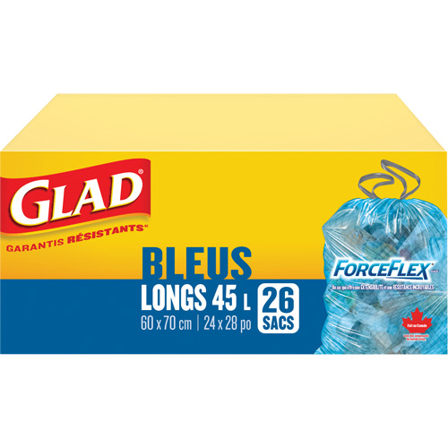 Sacs de recyclage 45 L, R&eacute;gulier, 24" la x 28" lo, Bleu Pathway Supply LP